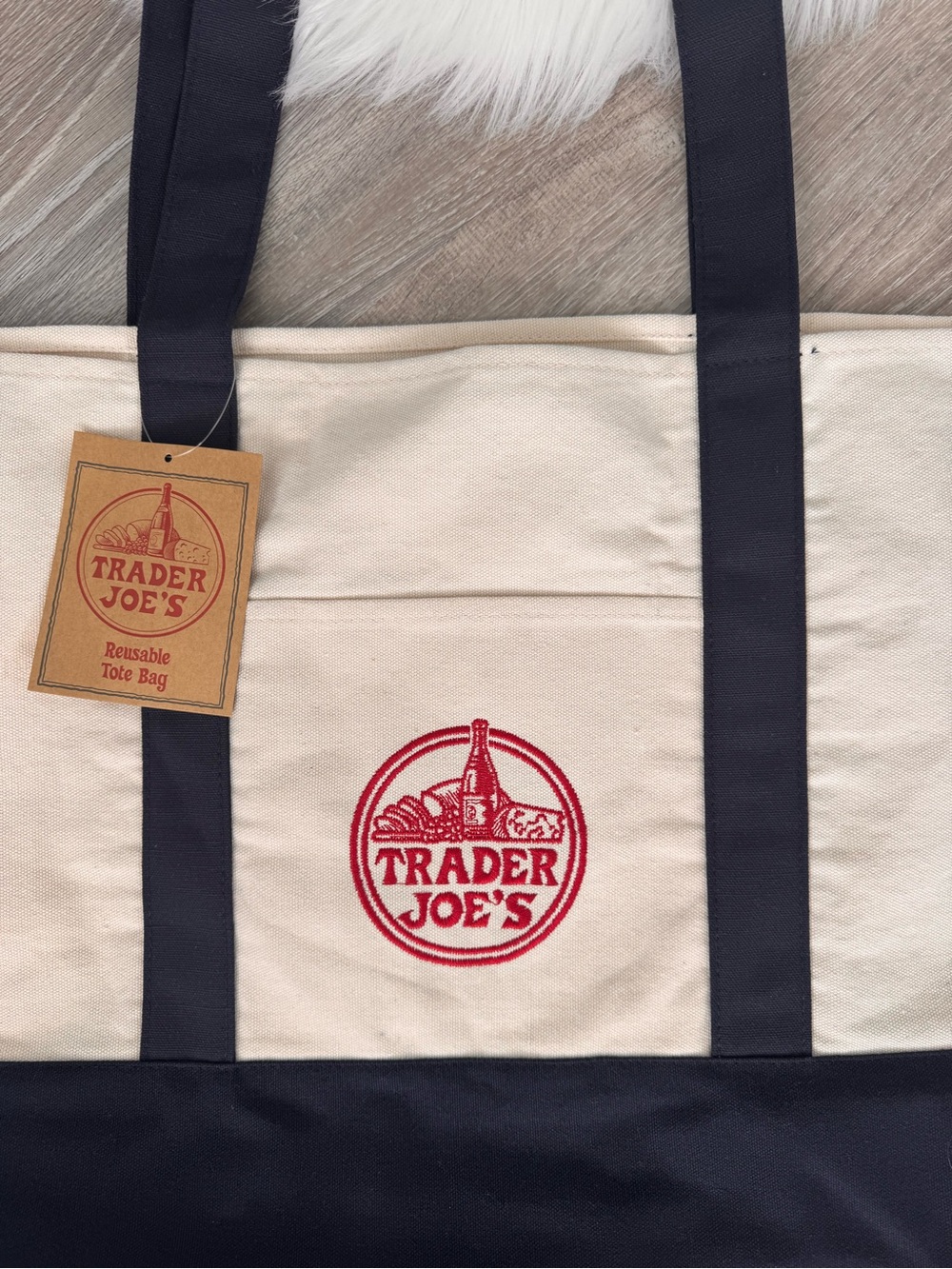 💙 Trader Joe's Navy Blue Canvas Tote Bag - Picture 3 of 4